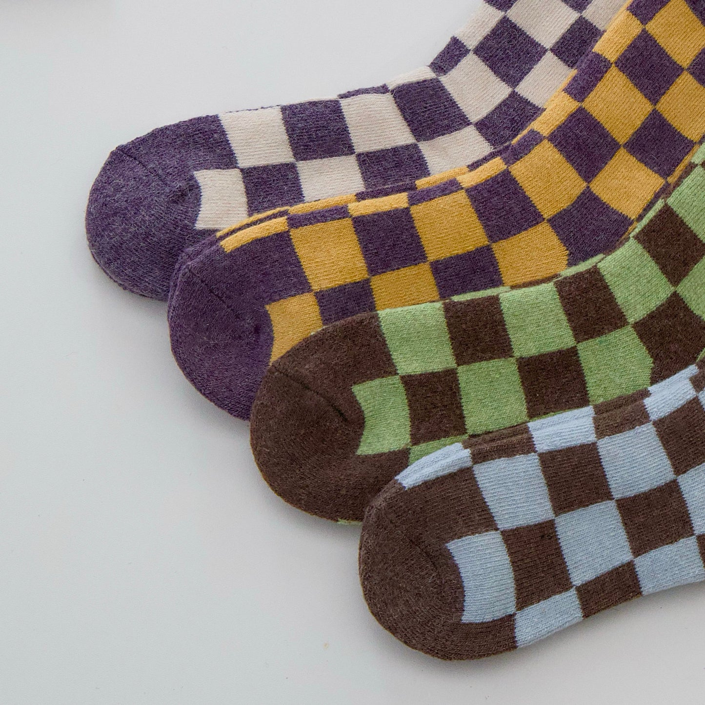 2-Pack Women's Wool Checkerboard Winter Socks – Warm Knit Crew