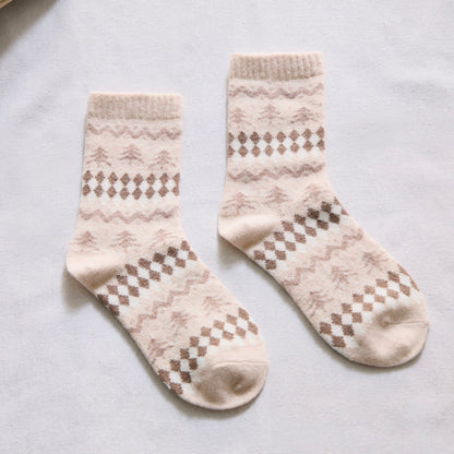 2-Pack Women’s Wool Blend Winter Socks – Nordic Tree & Argyle Knit