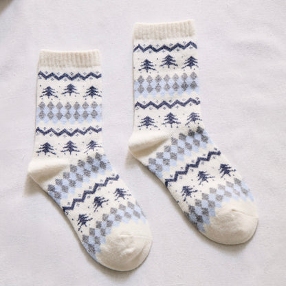 2-Pack Women’s Wool Blend Winter Socks – Nordic Tree & Argyle Knit